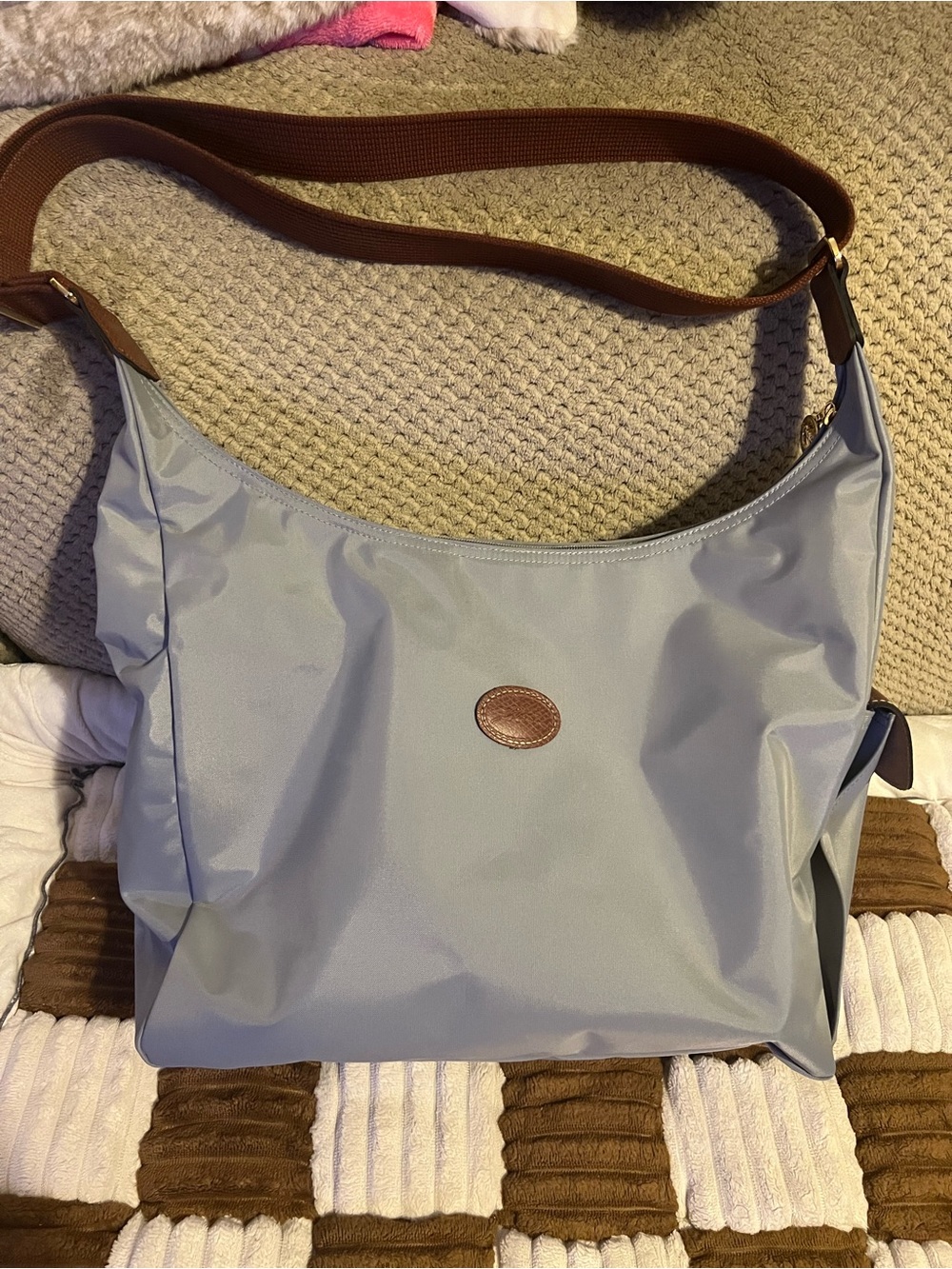 Longchamp Le Pliage Messenger Crossbody in Gray NWOTS!